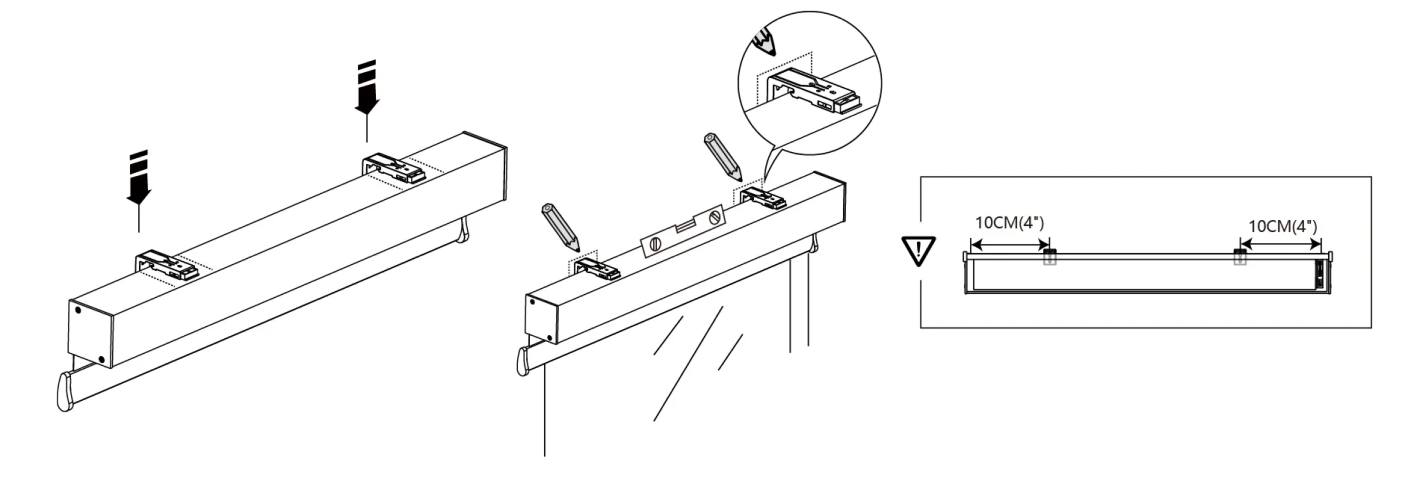 Mark positions for outside top mount blinds