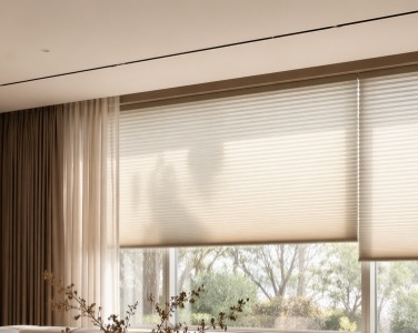Custom shades in a living room