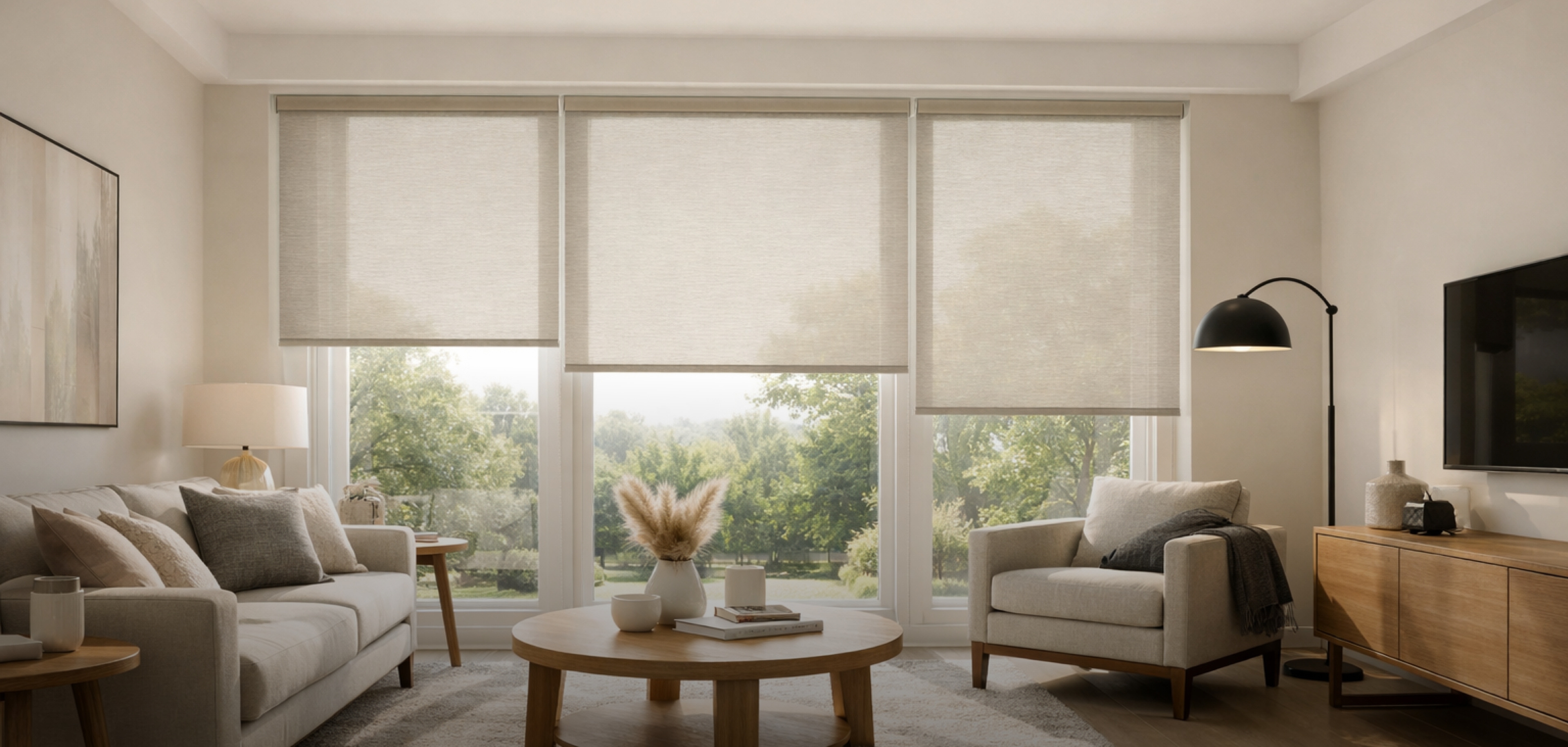 Cellular shades in a bright interior