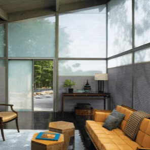Cellular shades in a residential lounge