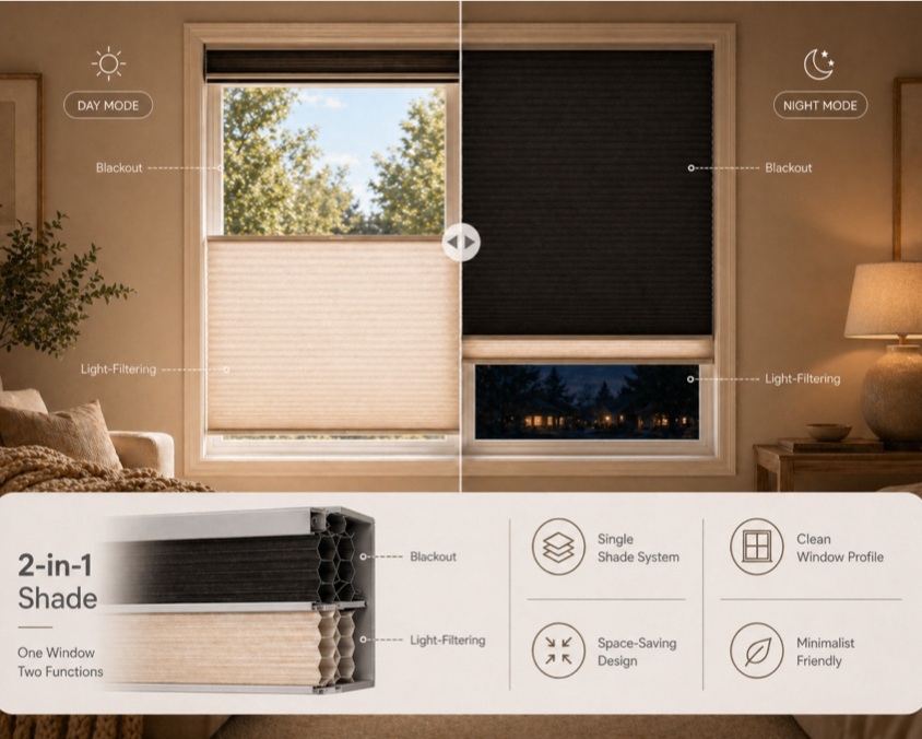 Space saving 2-in-1 shade design