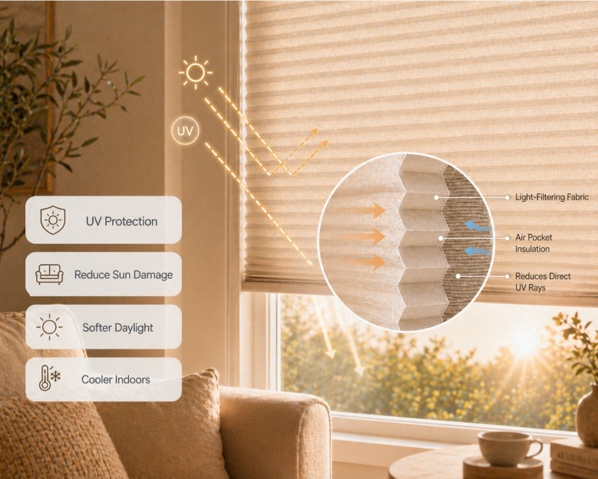 UV protection cellular shade diagram
