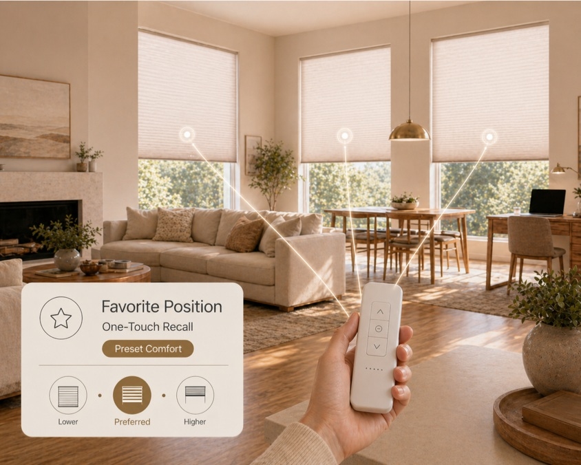Favorite position preset on a remote-controlled shade