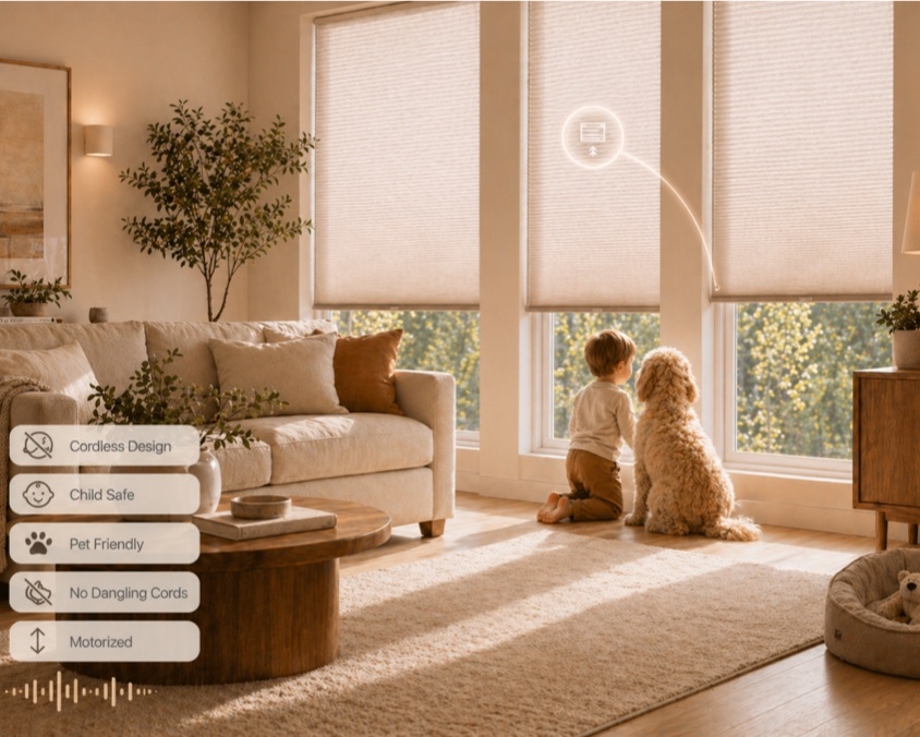 Cordless safety with remote controlled shades